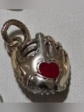 Brighton Silver Baseball Glove Pendant Necklace with Red Heart Accent